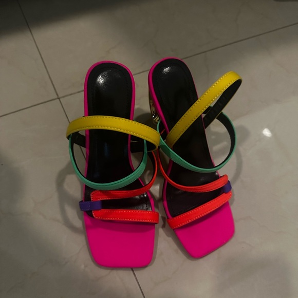 NWOT Shoe Dazzle Multicolor Strappy Heels - Picture 1 of 5